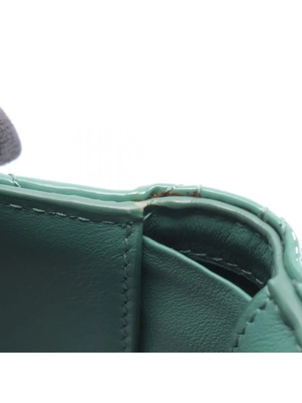 Dior Trifold Wallet Lady Lotus Blue Green Patent Leather Handbag